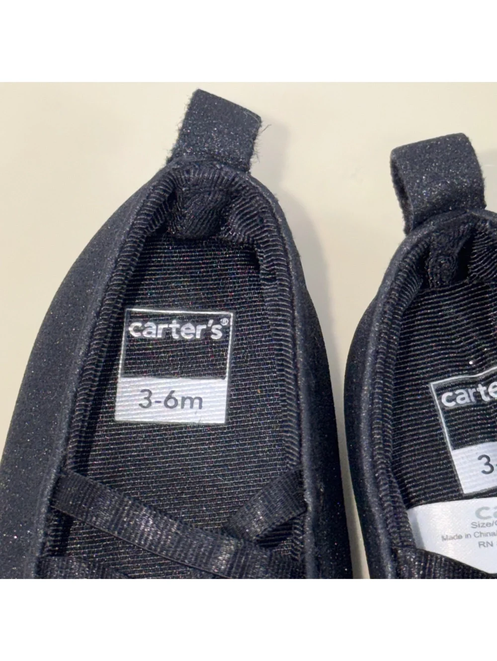 Carter’s Baby Girls Black Glitter Ballet Flats 3-6M